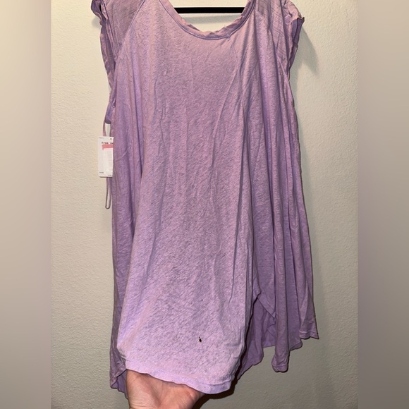 NWT free people purple linen blend asymmetrical hem blouse L boho contemporary - Picture 14 of 15
